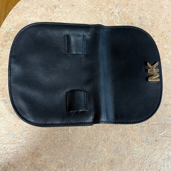 EXCELLENT Michael Kors Black Leather Chain-Belt Bag Fanny Pack MK Logo - Picture 9 of 13